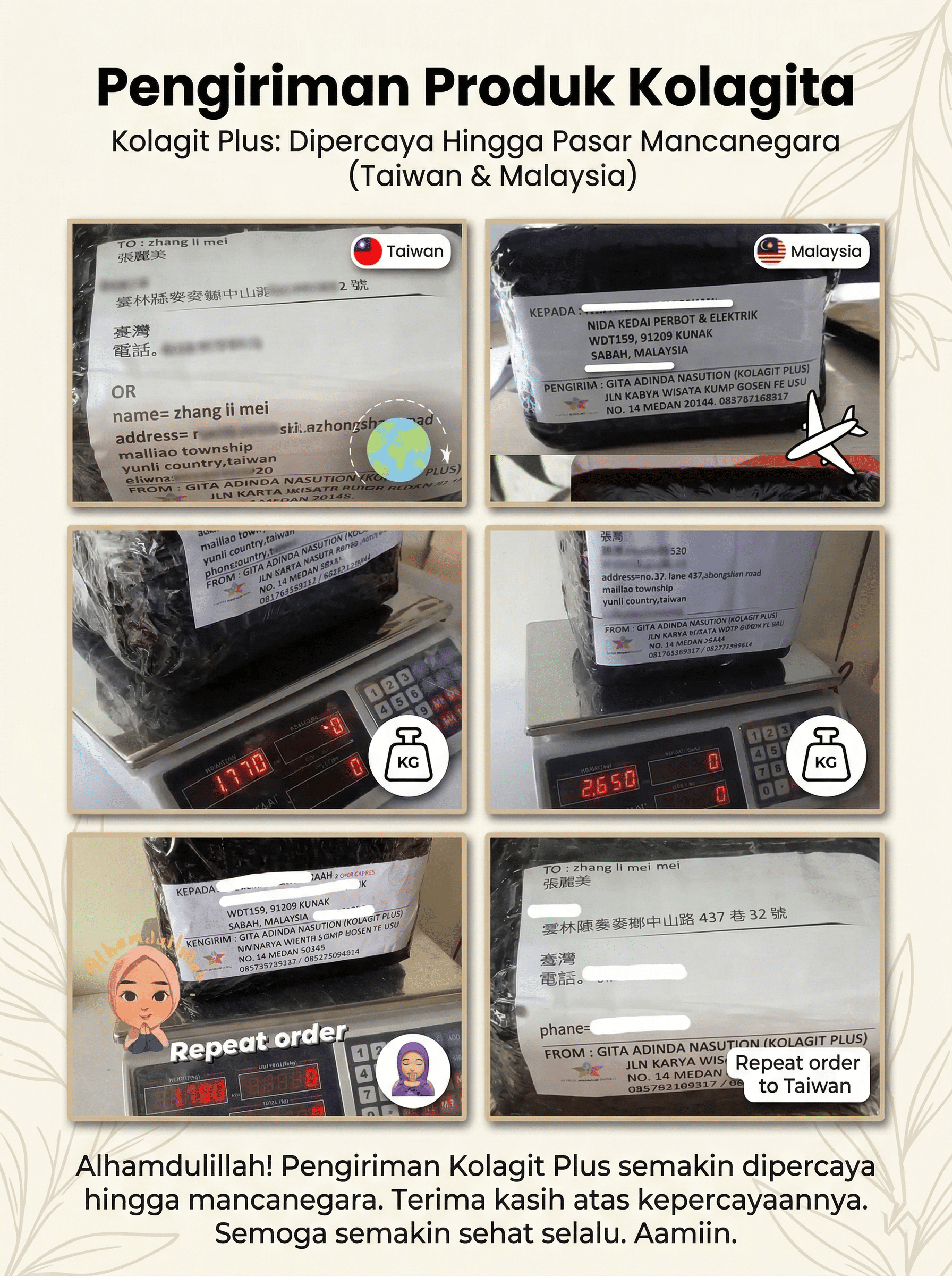 pengiriman kolagita mancanegara